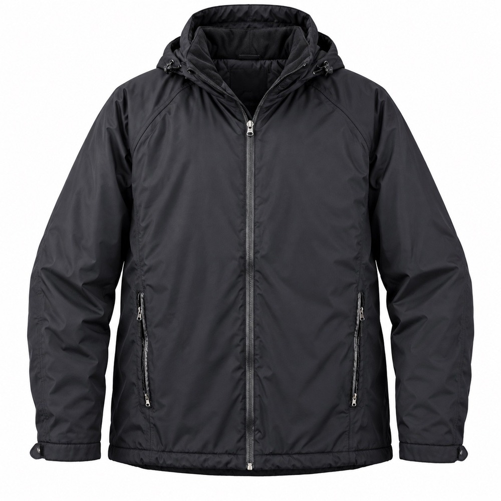Lands End Waterproof Jacket Men L Black Gorpcore Insulated Hooded Outdoor Coat
